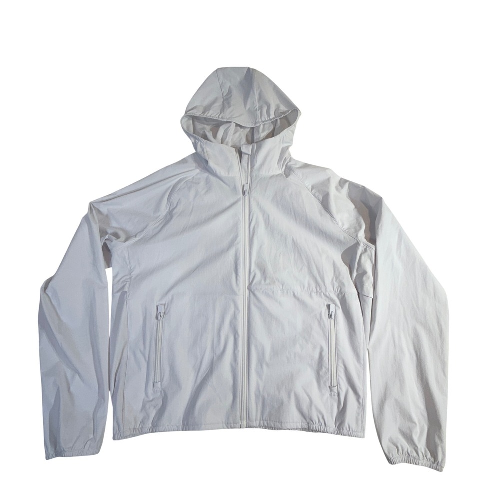 Vuori Polyamide Jacket Size S White Hooded Full Zip Windbreaker
